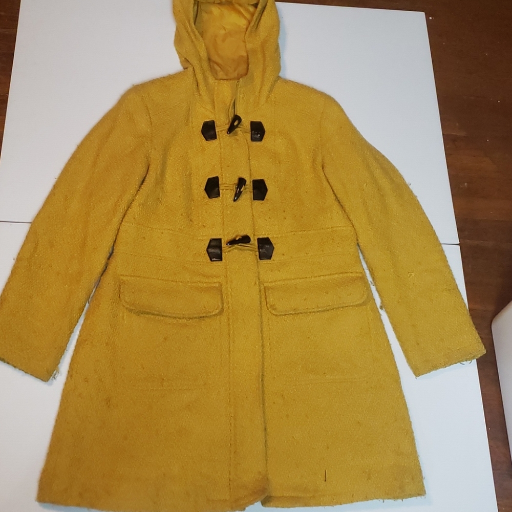 Oversized mustard yellow winter coat